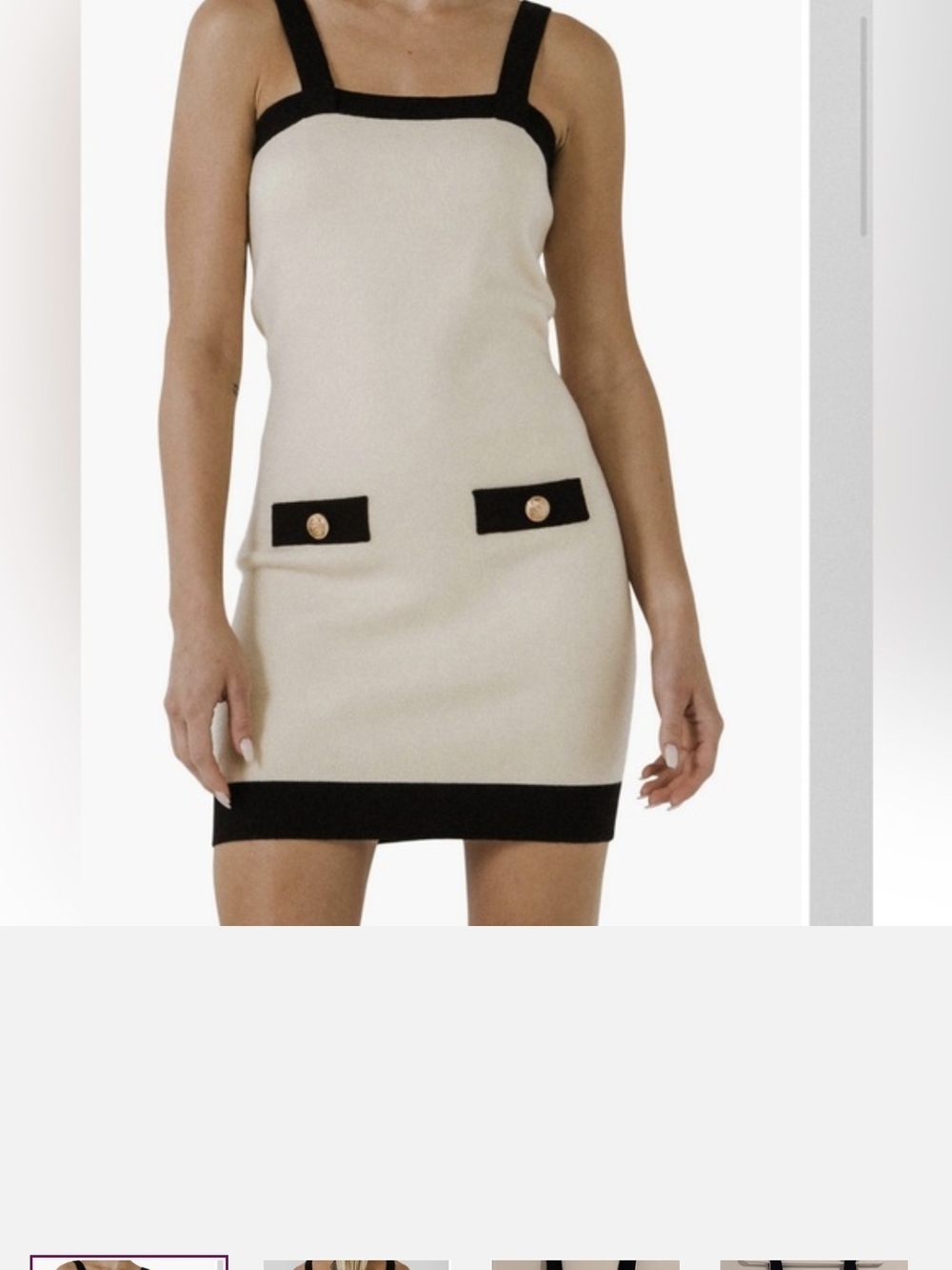 ANTHROPOLOGIE Endless Rose ivory knit mini dress contrasting black trim new S